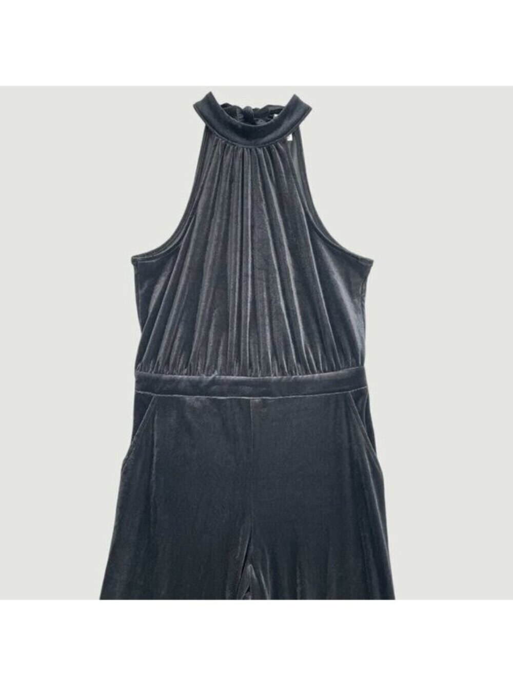 NEW - A New Day Velvet Halter Jumpsuit Women's XS Black High Neck Wide Leg L1643 - Picture 3 of 9